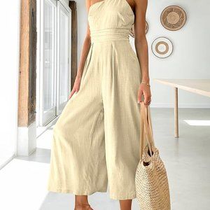 NWT Anrabess One Shoulder White Wide leg jumpsuit Size Small